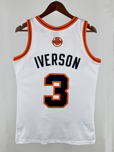 06/07 Nuggets IVERSON #3 White ABA Retro Night Top Quality Hot Pressing NBA Jersey