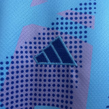 24/25 RMA Ske Blue Goalkeeper Kids Soccer Jersey(配左袖白色Ph广告）