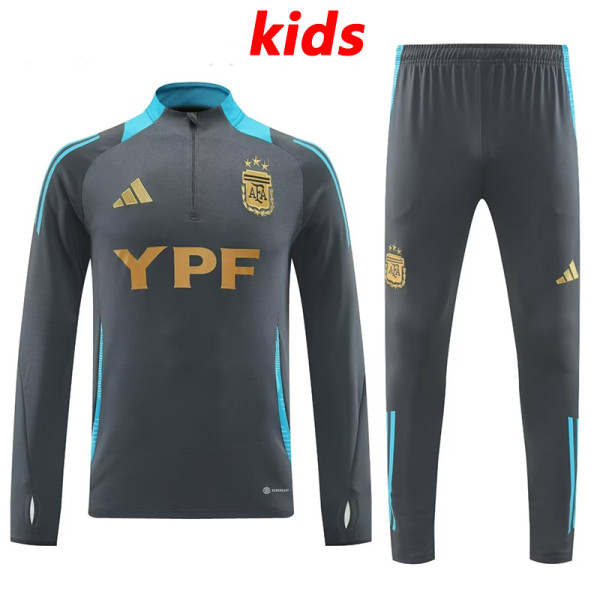 24/25 Argentina Grey Kids Half Pull Tracksuit (半拉链)(童装)