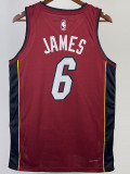 22/23 HEAT JAMES #6 Red Top Quality Hot Pressing NBA Jersey (Trapeze Edition) 飞人版