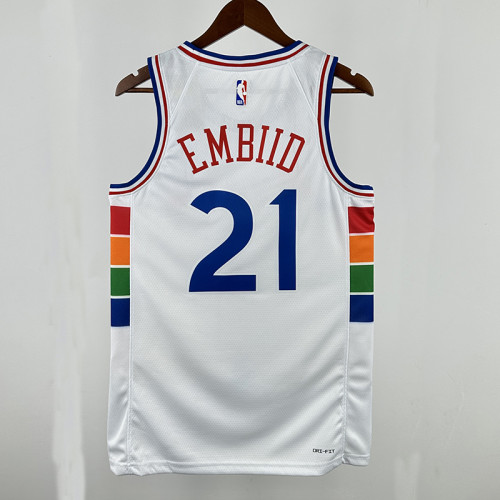 24/25 76ERS EMBIID  # 21 City Edition Top Quality Hot Pressing Retro NBA Jersey