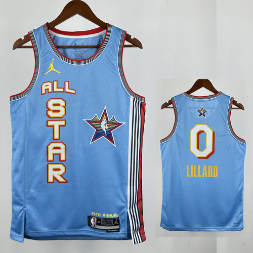 24/25 ALL-STAR LILLARD # 0 Light  Blue Top Quality Hot Pressing NBA Jersey