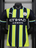 24/25 Man City Away Player Version Soccer Jersey(Royal Blue Long pants)