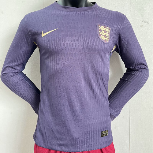 2024 England Away Long Sleeve Player Version Soccer Jersey (长袖)