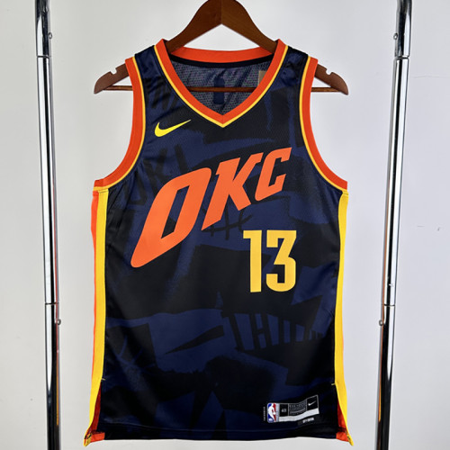 23/24 OKC Thunder GEORGE #13 Dark Blue City Edition Top Quality Hot Pressing NBA Jersey