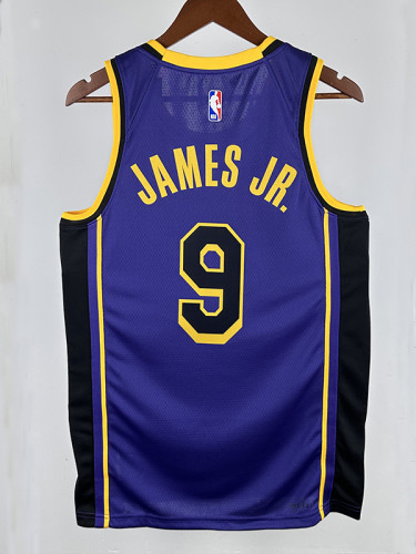 22/23 LAKERS BROWNIES # 9 Purple Flying Man Top Quality Hot Pressing NBA Jersey(飞人圆领)