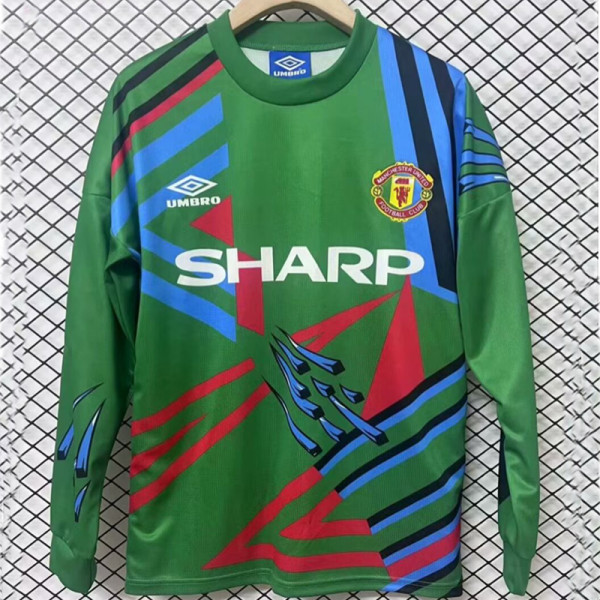 1992/1993 Man Utd Green Goalkeeper Long Sleeve Retro Soccer Jersey
