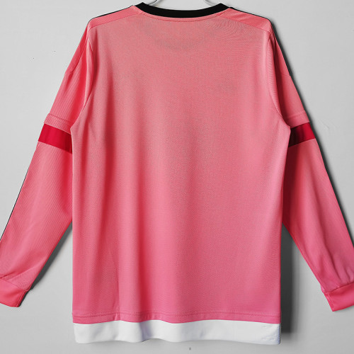 2015/2016 JUV Away Pink Retro Long Sleeve Soccer Jersey (长袖)