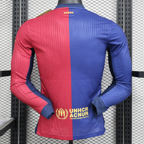 24/25 BAR Home Player Version Long Sleeve  Soccer Jersey('Spotify'长袖）