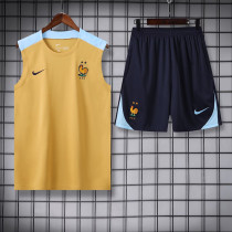 24/25 France Mud Yellow Tank top and shorts suit 24/25 France Mud Yellow Tank top and shorts suit