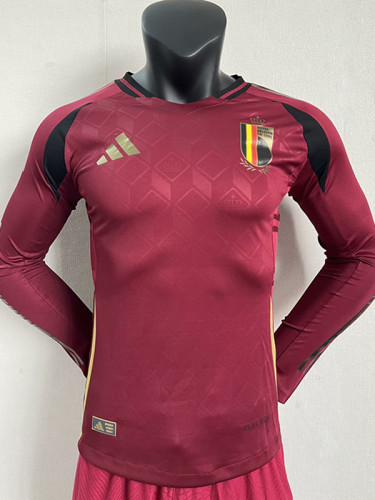 2024 Belgium Home Long Sleeve  Player Version Soccer Jersey(长袖)