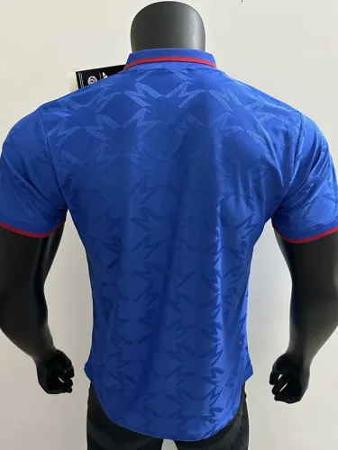 25/26 Man Utd Pattern Special Edition Blue Player Version Soccer Jersey(橙色胸花）
