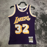 1984/1985 LAKERS JOHNSON #32 Purple Retro Top Quality Hot Pressing NBA Jersey(圆领）