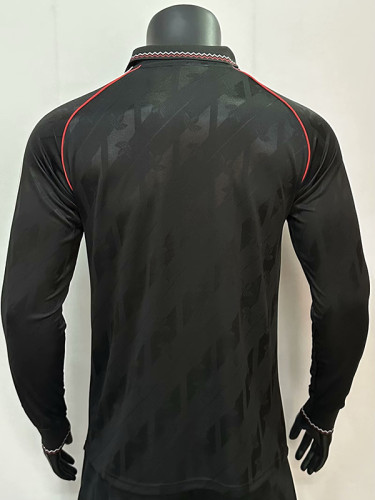 Man Utd Black Leisure  Long Sleeve Retro Soccer Jersey(长袖）