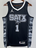 22/23 SA Spurs WEMBANYAMA #1 Black Top Quality Hot Pressing NBA Jersey (Trapeze Edition) 飞人版