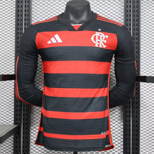 24/25 Flamengo Home  Long Sleeve Player Version Soccer Jersey