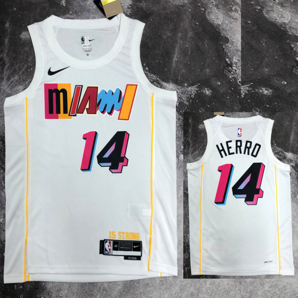 22/23 HEAT HERRO #14 White City Edition Top Quality Hot Pressing NBA Jersey