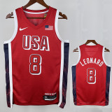 2024 Olympic Game USA LEONARD # 8 Red Basketball Jersey