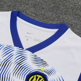 24/25 INT White # blue stripes Tank top and shorts suit