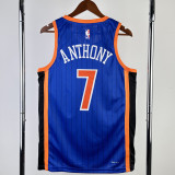 23/34 KNICKS ANTHONY #7 Blue City Edition Top Quality Hot Pressing NBA Jersey