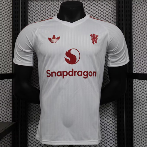 24/25 Man Utd  White Special Edition Player Version Soccer Jersey（胸前红广告）