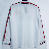 1998/1999 Man Utd  Anniversary Edition White Retro  Long Sleeve Soccer Jersey