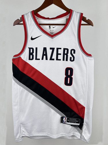22/23 Trail Blazers AFIDIA #8 White City Edition Top Quality Hot Pressing NBA Jersey
