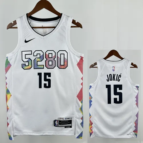 24/25 Nuggets JOKIC' #15 White City Edition Top Quality Hot Pressing NBA Jersey