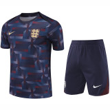 24/25 England Blue Purple  Checkered  Training Short Suit（方格蓝紫）