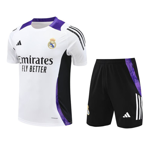 24/25 RMA White(Purple Shoulders) Training Short Suit(白色紫肩）