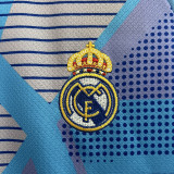24/25 RMA Ske Blue Goalkeeper Kids Soccer Jersey(配左袖白色Ph广告）
