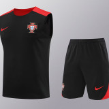 24/25 Portugal Black Tank top and shorts suitblack