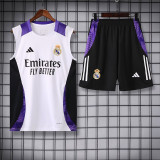 24/25 RMA White(Purple Shoulders) Tank top and shorts suit(白色紫肩）