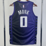 23/24 Kings MONK #0 Purple Top Quality Hot Pressing NBA Jersey (Trapeze Edition)飞人版