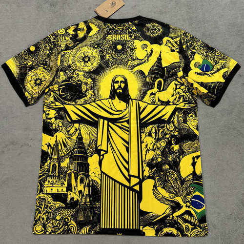 25/26 Brazil Christ Statue Special Edition Gold Fans Soccer Jersey