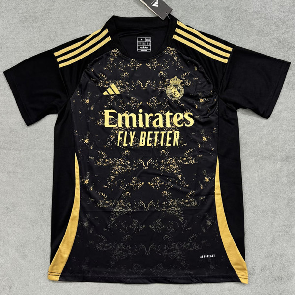 24/25 RMA Black Gold Special Edition Fans Soccer Jersey