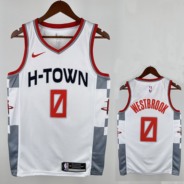 19/20 ROCKETS Russell Westbrook # 0 White Top Quality Hot Pressing NBA Jersey (City Edition)城市版