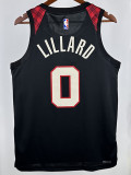 23/24 Trail Blazers LILLARD #0 Black City Edition Top Quality Hot Pressing NBA Jersey