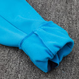 24/25 Man City SKY Blue Hooded  Half Pull Tracksuit(Add Fluff)  (半拉链、加绒F606)