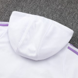 24/25 Germany White Hooded  Half Pull Tracksuit(Add Fluff)  (半拉链、加绒F595)