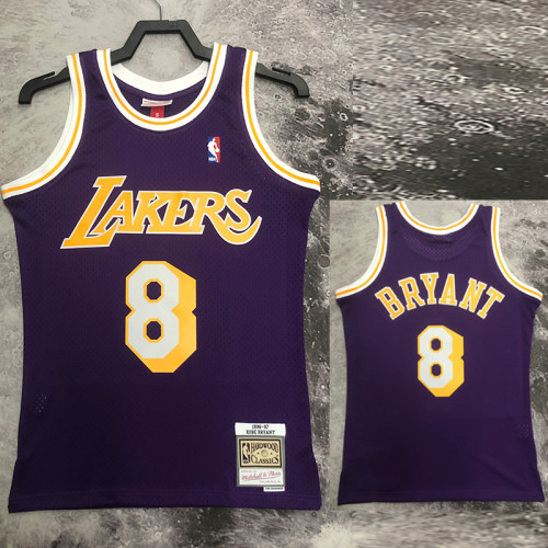 1996/1997 LAKERS BRYANT #8 Purple Retro Top Quality Hot Pressing NBA Jersey(圆领）