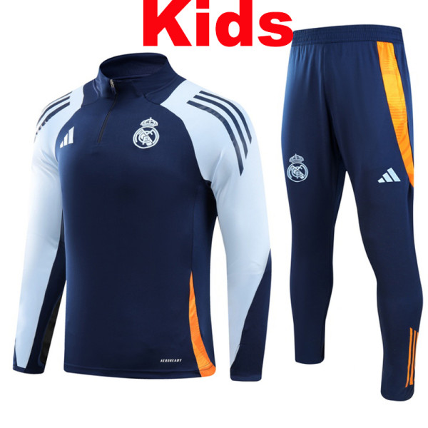 24/25 RMA Royal Blue& Blue sleeves Kids Half Pull Tracksuit (童装、半拉链)