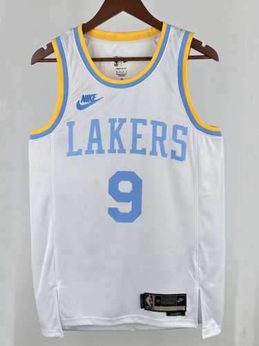 22/23 LAKERS BROWNIES # 9 White Retro Top Quality Hot Pressing NBA Jersey(复古白、圆领)
