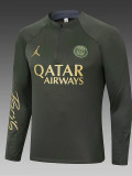 24/25 PSG Military Grass Green Kids Half Pull Tracksuit  (半拉链)(儿童）
