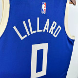 24/25  BUCKS LILLARD # 0 Blue City Edition Top Quality Hot Pressing NBA Jersey