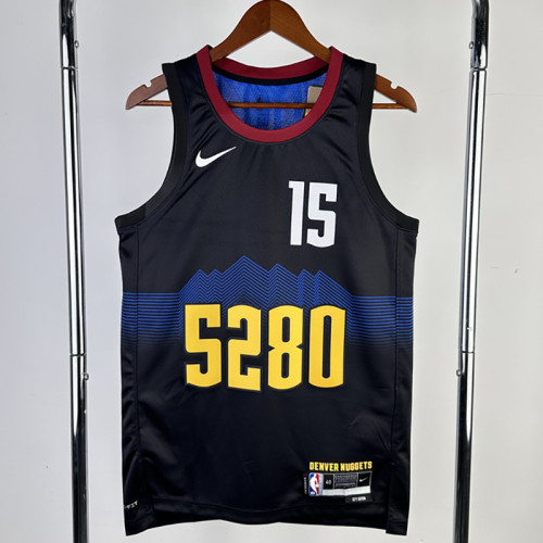 23/24 Nuggets JOKIC #15 Black City Edition Top Quality Hot Pressing NBA Jersey