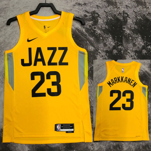 22/23 JAZZ MARKKANEN #23 Yellow Top Quality Hot Pressing NBA Jersey
