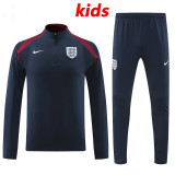 24/25 England  Sapphire Blue Kids Half Pull Tracksuit  (半拉链、童装)