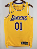 22/23 LAKERS EUNCHAE #01 Yellow Top Quality Hot Pressing NBA Jersey(圆领)