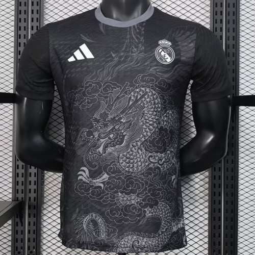 25/26 RMA  Dragon Pattern Black Player Version Soccer Jersey
